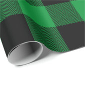 大きな緑と黒のシェブロン水牛のプレイド ラッピングペーパー (ロールコーナー)