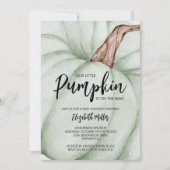 大きな緑のカボチャの赤ちゃんシャワーすべて1つ 招待状 (正面)