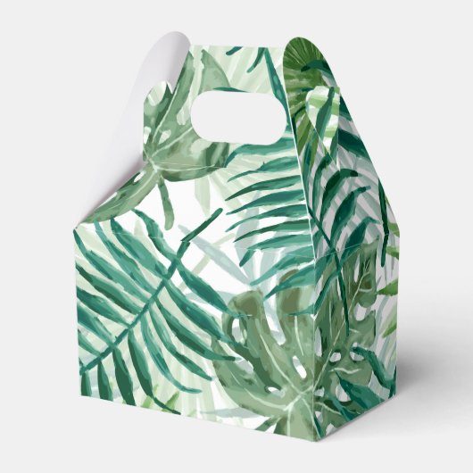 大きな緑のシダのヤシとモンステラ熱帯植物 フェイバーボックス (裏面サイド)