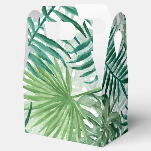 大きな緑のシダのヤシとモンステラ熱帯植物 フェイバーボックス (オープン)