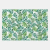 大きな緑のシダのヤシとモンステラ熱帯植物 ラッピングペーパーシート (正面3)