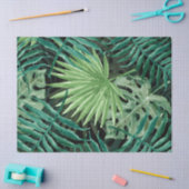 大きな緑のシダのヤシとモンステラ熱帯植物 薄葉紙 (クラフト)