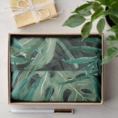 大きな緑のシダのヤシとモンステラ熱帯植物 薄葉紙 (ギフト)