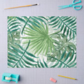 大きな緑のシダのヤシとモンステラ熱帯植物 薄葉紙 (クラフト)
