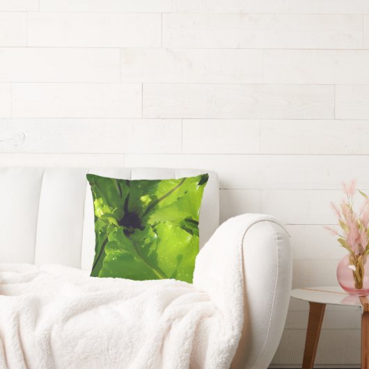 大きな緑のシダ葉の クッション (ソファ)