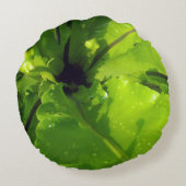 大きな緑のシダ葉の ラウンドクッション (裏面)