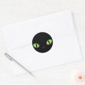大きな緑の目をした黒猫 ラウンドシール (封筒)
