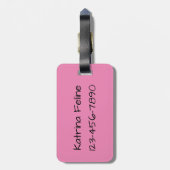 大きな緑の目をした、かわいい好奇心いっぱいの黒猫 ラゲッジタグ (裏面縦)