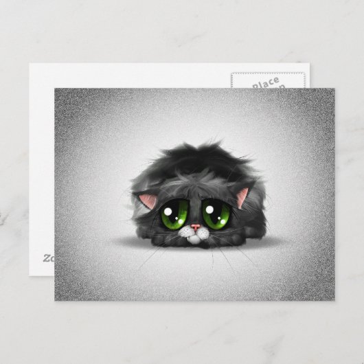 大きな緑の目をした、悲しくて孤独な小さな子猫 ポストカード (正面/裏面)