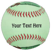 大きな緑色のピクルヘッド顔ブラウンスーツを持つ男性 ソフトボール (正面)