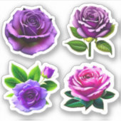 大きな美しい花 ローズ ローズ アソートメント #1 シール (正面)