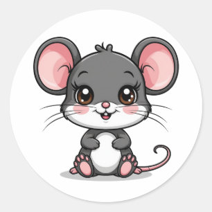 大きな耳の愛らしいキャラクターネズミ ラウンドシール