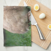 大きな耳を持つ可愛いジンジャーバニー キッチンタオル (四つ折り)