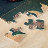 大きな自然の髪とランジェリーでセクシーな黒い女性 ジグソーパズル (側面)