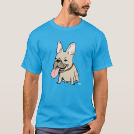大きな舌を出している面白いフレンチブルドッグ Tシャツ