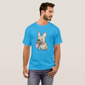 大きな舌を出している面白いフレンチブルドッグ Tシャツ (正面フル)