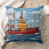 大きな船と海 クッション (ブランケット)