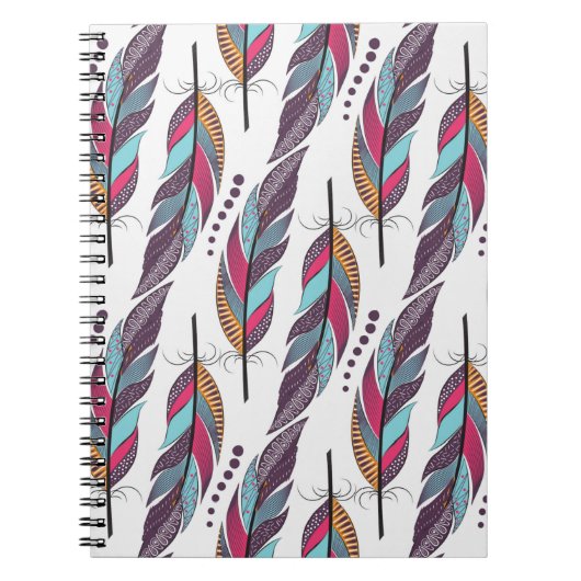 大きな色の羽とdのシームレスなパターン ノートブック (正面)