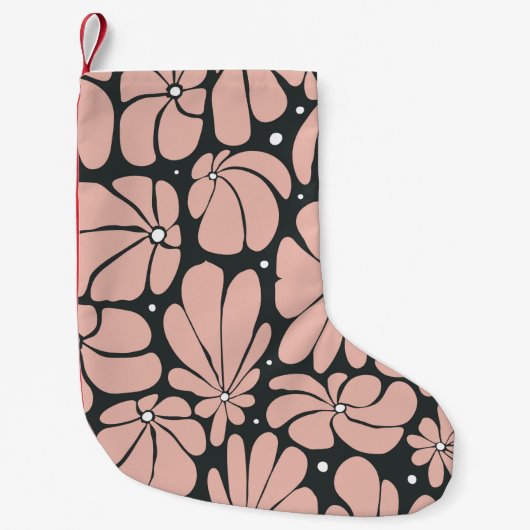 大きな花が様式化された継ぎ目のない花柄 スモールクリスマスストッキング (正面)