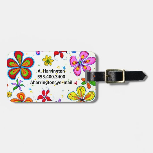 大きな花の両側の荷物パーソナライズされたタグ ラゲッジタグ (正面横)