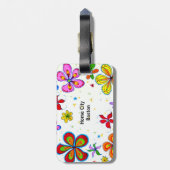 大きな花の両側の荷物パーソナライズされたタグ ラゲッジタグ (裏面縦)