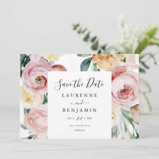 大きな花の写真を使ったSave the Dateカードのお知らせ セーブザデート (スタンド正面)