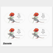 大きな花を持つ小さなマウス：本プレート 楕円形シール (シート)