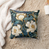 大きな花ウィリアムモリスインスパイア装飾用クッション クッション (ブランケット)