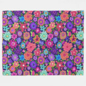 大きな花ボホビューティフル フリースブランケット (正面(横))