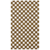 大きな茶色とアンティークの市松模様に白い60"x104" テーブルクロス (正面)