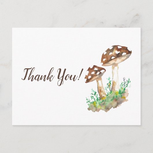 大きな茶色のキノコサンキューカード ポストカード (正面)