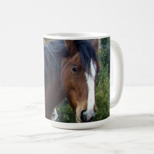 大きな茶色のクレイデール馬 コーヒーマグカップ (正面右)