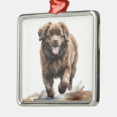 大きな茶色のニューファンドランド犬 メタルオーナメント (左)