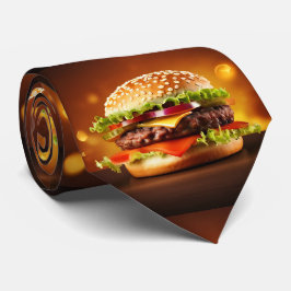 大きな茶色のハンバーガー ネクタイ