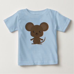 大きな茶色のマウスTシャツ ベビーTシャツ