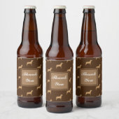 大きな茶色の犬のパターンの感謝 ビールラベル (ボトル)