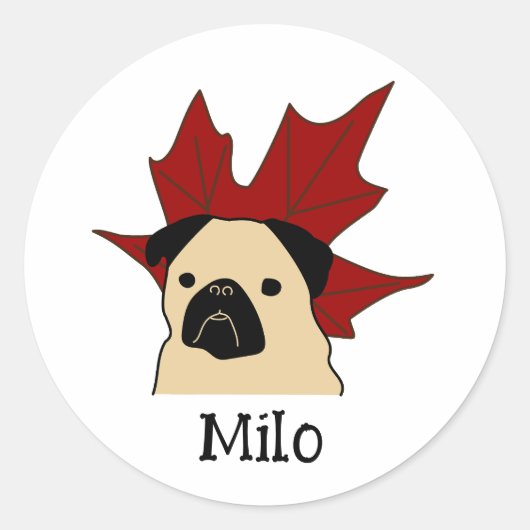 大きな葉を持つパグ ラウンドシール (正面)