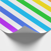 大きな虹の色と白のストライプ ラッピングペーパー (角)