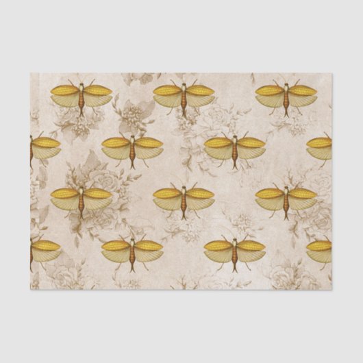 大きな蛾と花 薄葉紙 (正面)