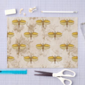 大きな蛾と花 薄葉紙 (クラフト)