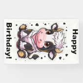 大きな表情の目を持つ可愛い漫画のような牛 横断幕 (横)