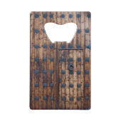 大きな補強木製扉内の古い小扉 クレジットカード栓抜き (裏面)