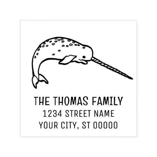 大きな角の名前の住所がついたかわいいナラル セルフインキングスタンプ (デザイン)