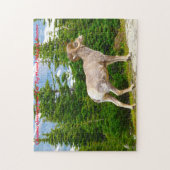 大きな角の羊モンタナ。クリスマスの挨拶 ジグソーパズル (縦)