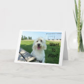 大きな話し犬が望むと言遊った?誕生日カード カード (正面)