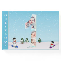 大きな誕生日の冬の雪のコラージュ写真