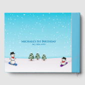 大きな誕生日の冬の雪のコラージュ写真 ゲストブック (裏面)