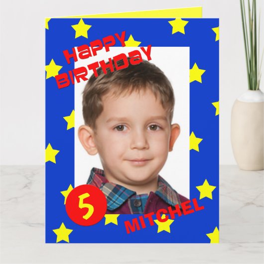 大きな誕生日カードと大きな写真カスタムの任意の年齢 カード (正面)