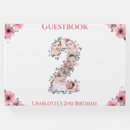 大きな誕生日フォトコラージフラワーガールホワイト ゲストブック