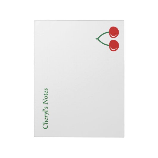 大きな赤いさくらんぼ書のノートパッドと名前をカスタムする ノートパッド (回転)